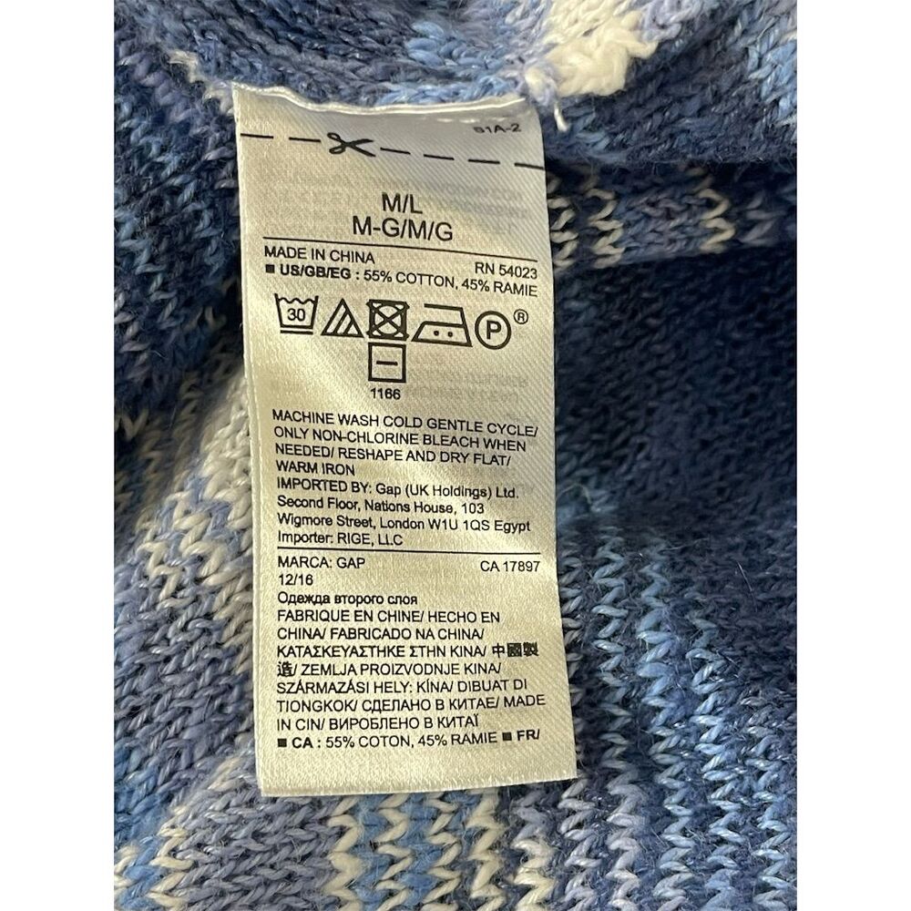 GAP Women's Blue Knit Stripe Open Front Cardigan Sweater Size M (sku269) - Picture 9 of 10